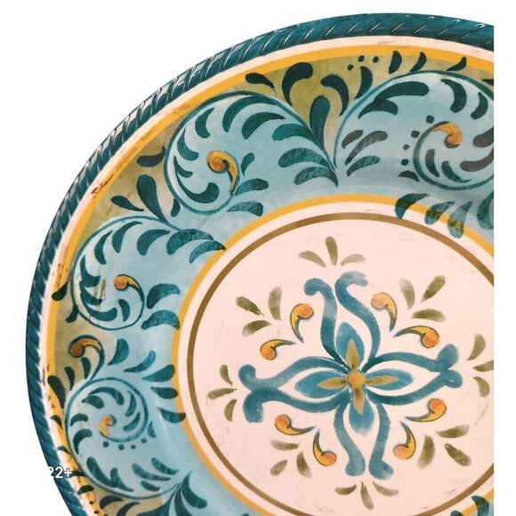 Studio A Melamine Serve Tray Plate 14"x14"x0.9" Blue & Yellow Floral Design Dura - Picture 2 of 5